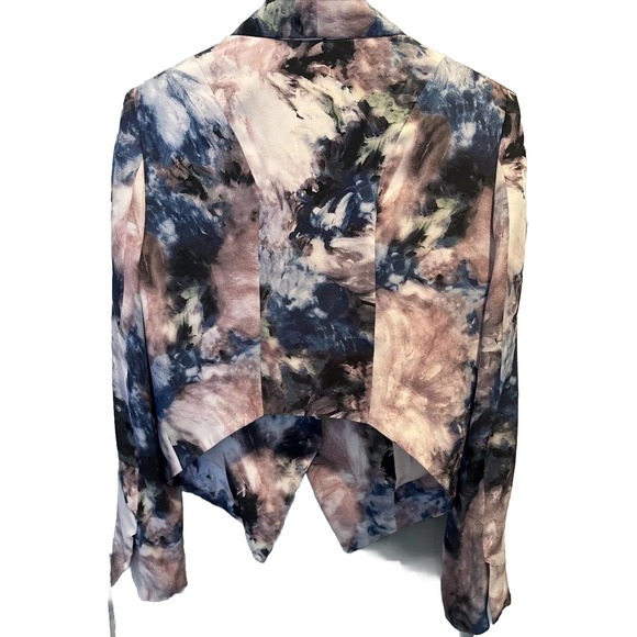 Haute Hippie Watercolor Silk Cropped Tuxedo Blazer Size 8 - Picture 2 of 9